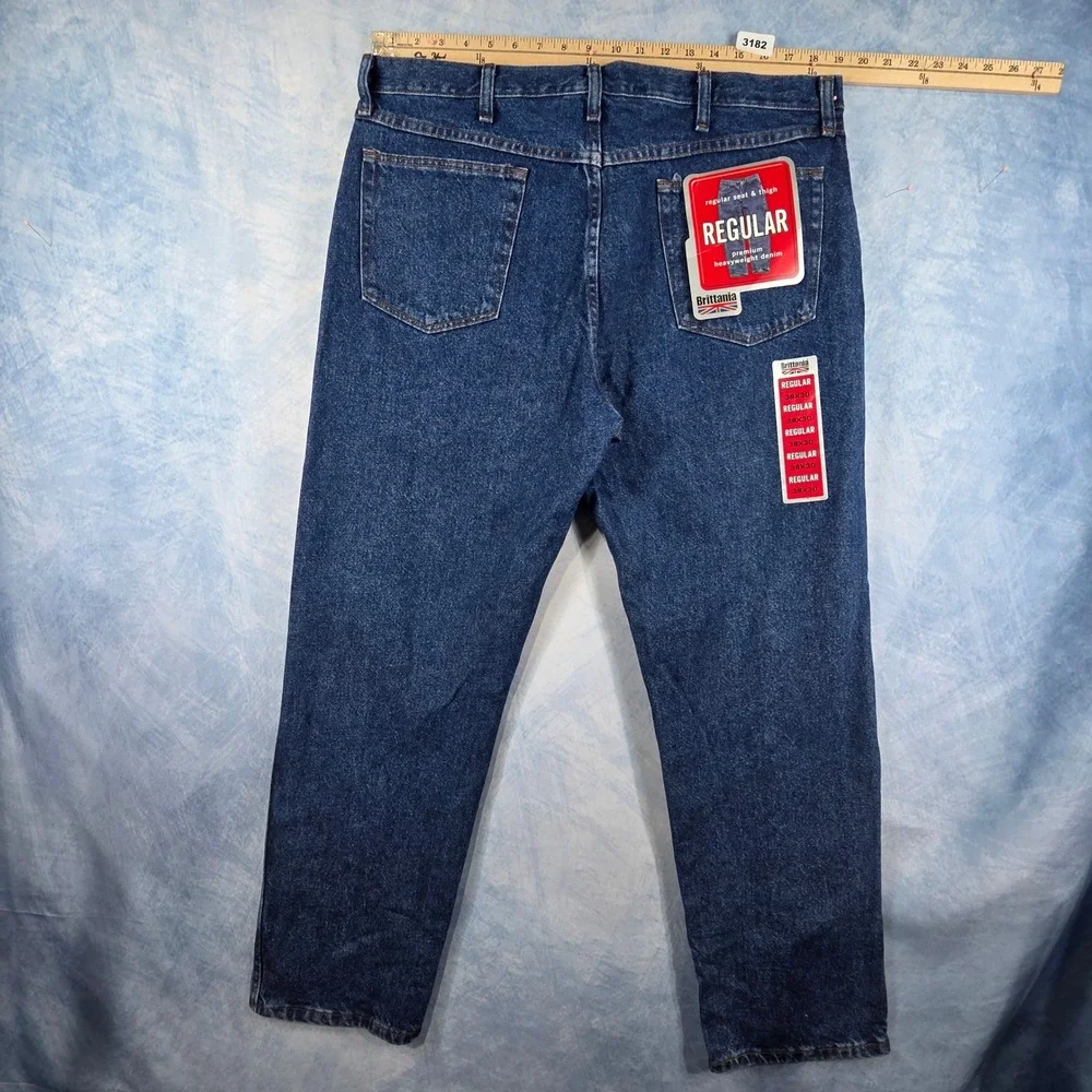 Brittania Regular Fit Jeans Mens 38x30 Dark Wash Heavyweight Denim 1B110SW NEW